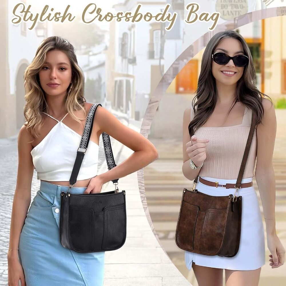 Women Crossbody Bag Vegan Leather Adjustable Straps Organizer Purse - Picture 3 of 7